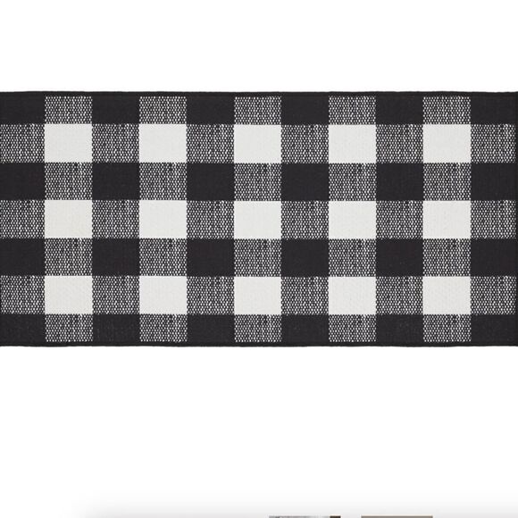 Farmhouse Buffalo Plaid Rug Black White Classic Floor Mat Country Primitive - Picture 2 of 4
